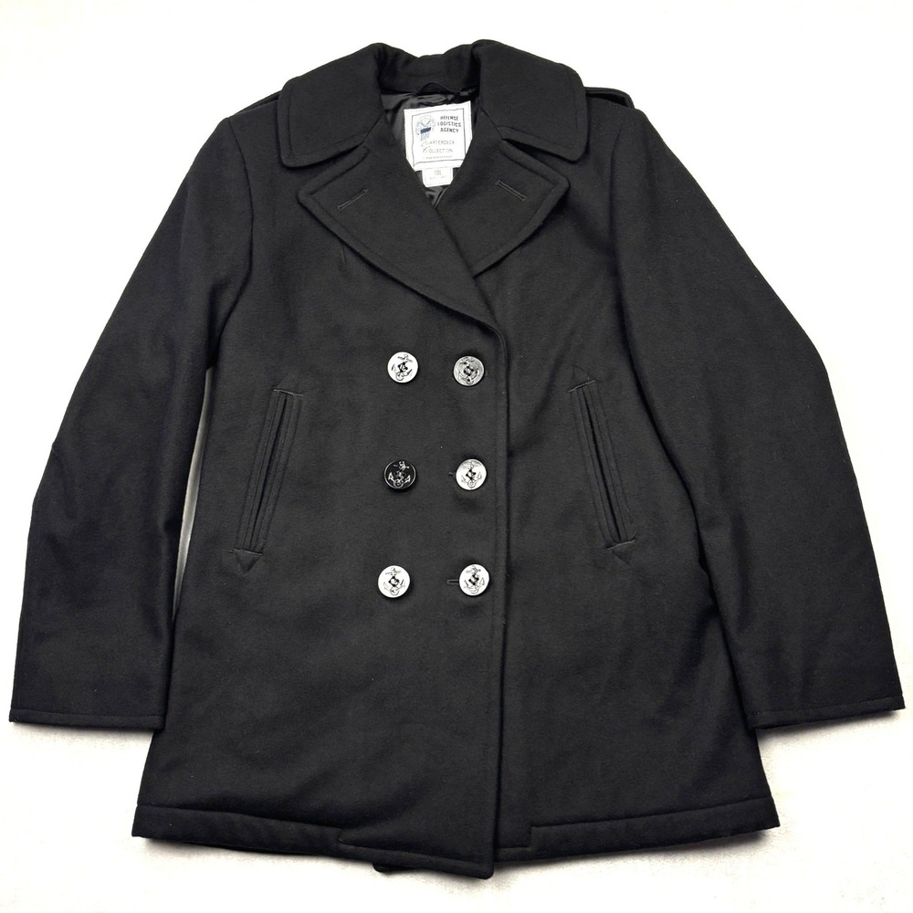 US Navy Sterlingwear Of Boston Womens 10L Black 100 Wool Peacoat Coat 10 Long
